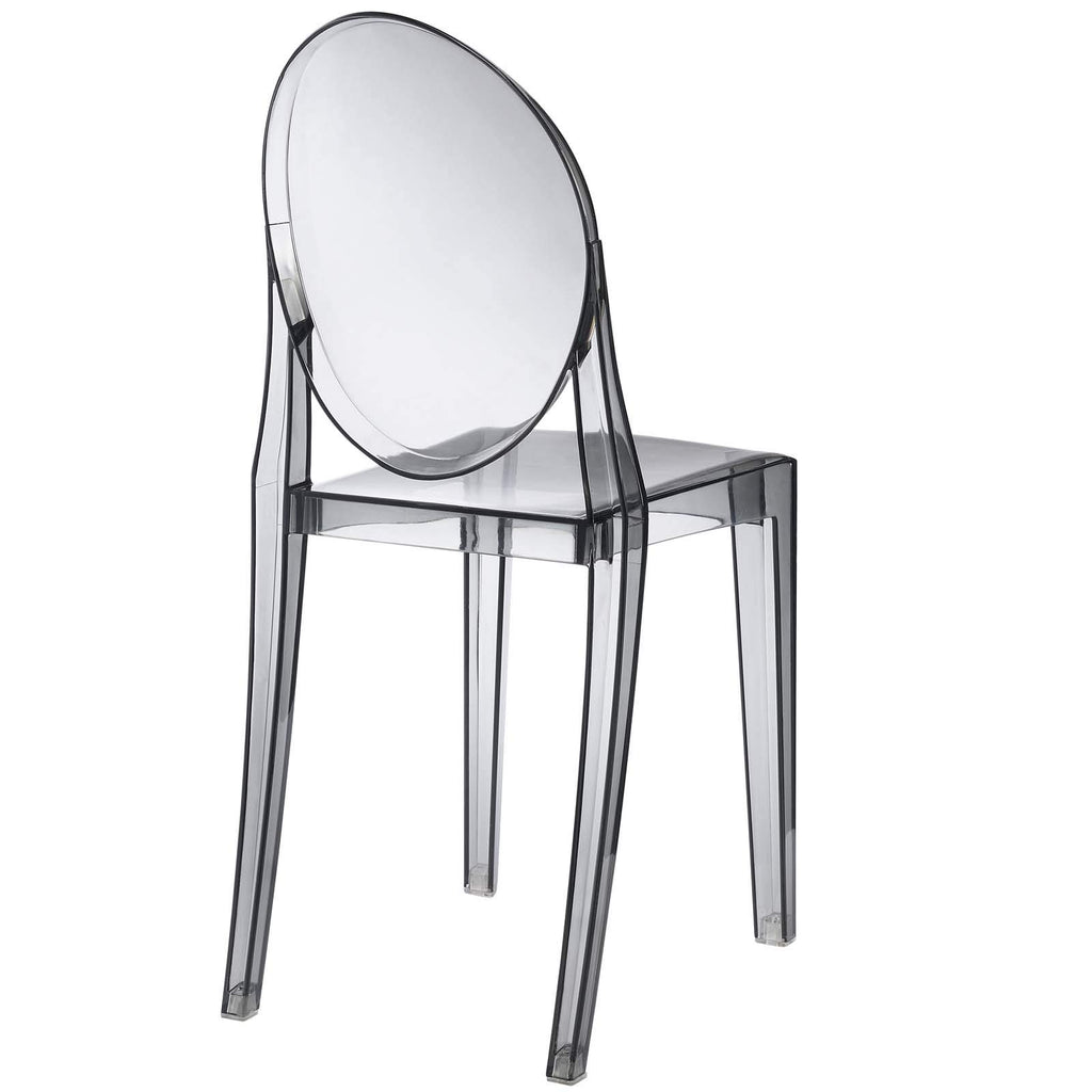 Casper Modern Acrylic Stacking Kitchen and Dining Room Chair in Smoke - Fully Assembled