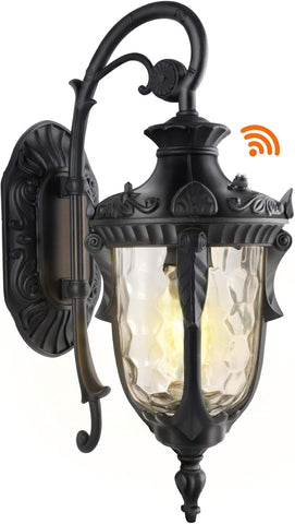 Dusk to Dawn Outdoor Light Fixture Wall Mount, Waterproof Porch Light Fixtures Wall Lamp, Outside Wall Sconce Exterior Wall Lamp with Textured Glass for House Front Door Garage (Black) A123-B08DV5FPXC