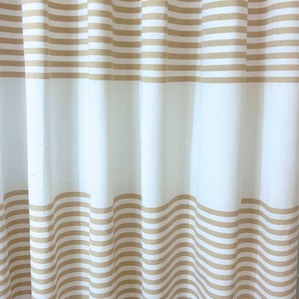 Tan Beige & White Striped Cotton Bathroom