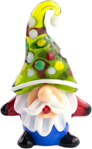 Hand-Blown Glass Gnome Figurine, 2.76" Miniature Tomte Art Sculpture, Whimsical Shelf Sitter, Holiday Collectible - Set of 4