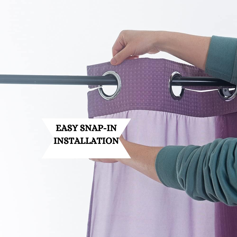 No Hooks Required Shower Curtain with Snap-in Liner Waffle Weave Design, Hotel Grade Style Waterproof & Washable