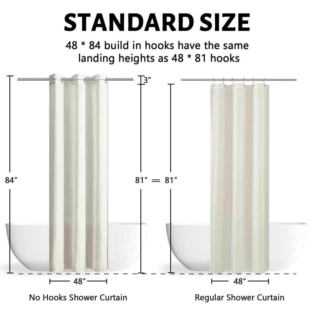 Stall No Hook Shower Curtain Farmhouse Boho Beige Waterproof 48x84