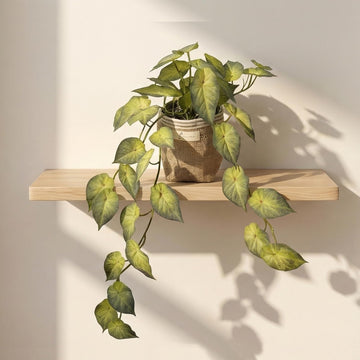 Fake Pothos Hanging Plant in Pot, Light Green Artificial Indoor Greenery