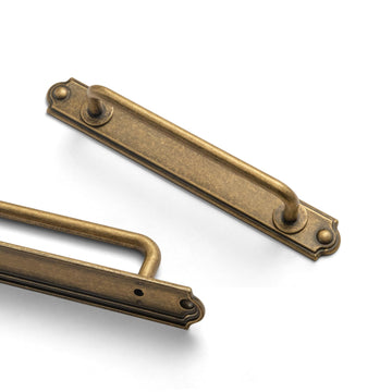 2 Pack Antique Brass Cabinet Pulls Zinc Alloy Drawer Pulls with Backplate