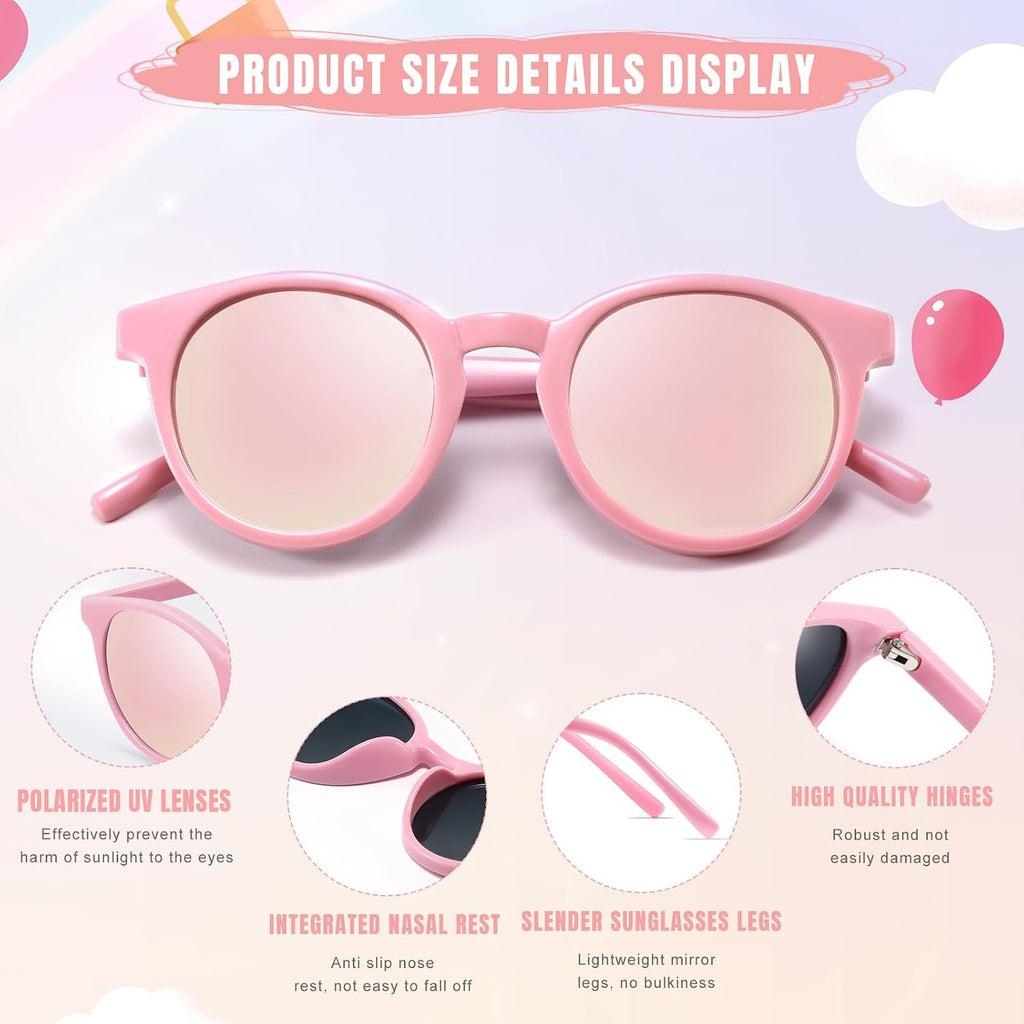 Cute Kids Polarized Sunglasses,Baby Toddler Sun Glasses with Strap