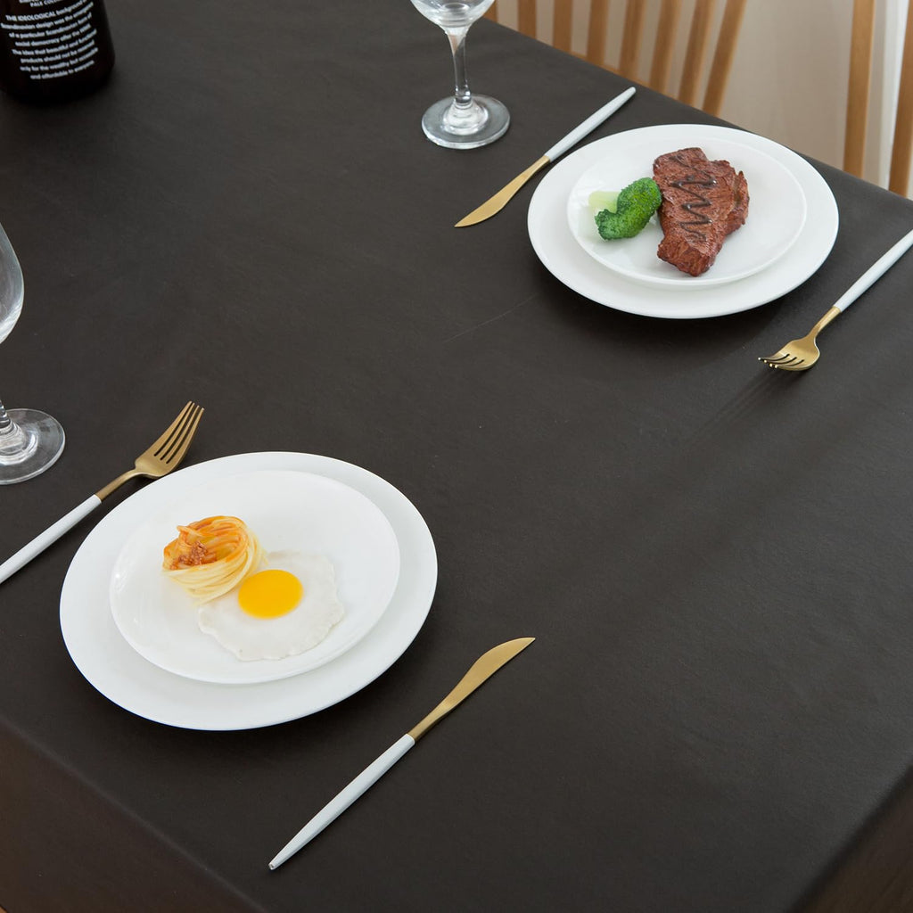 Vinyl Tablecloth with Flannel Backing Oblong Waterproof Oil-Proof Plastic Table Cloth Wipeable PVC Table Cover for