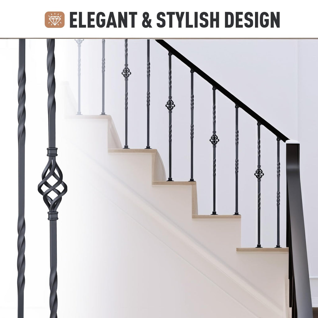 16 Pack Staircase Balusters, Iron Balusters for Staircase Indoor