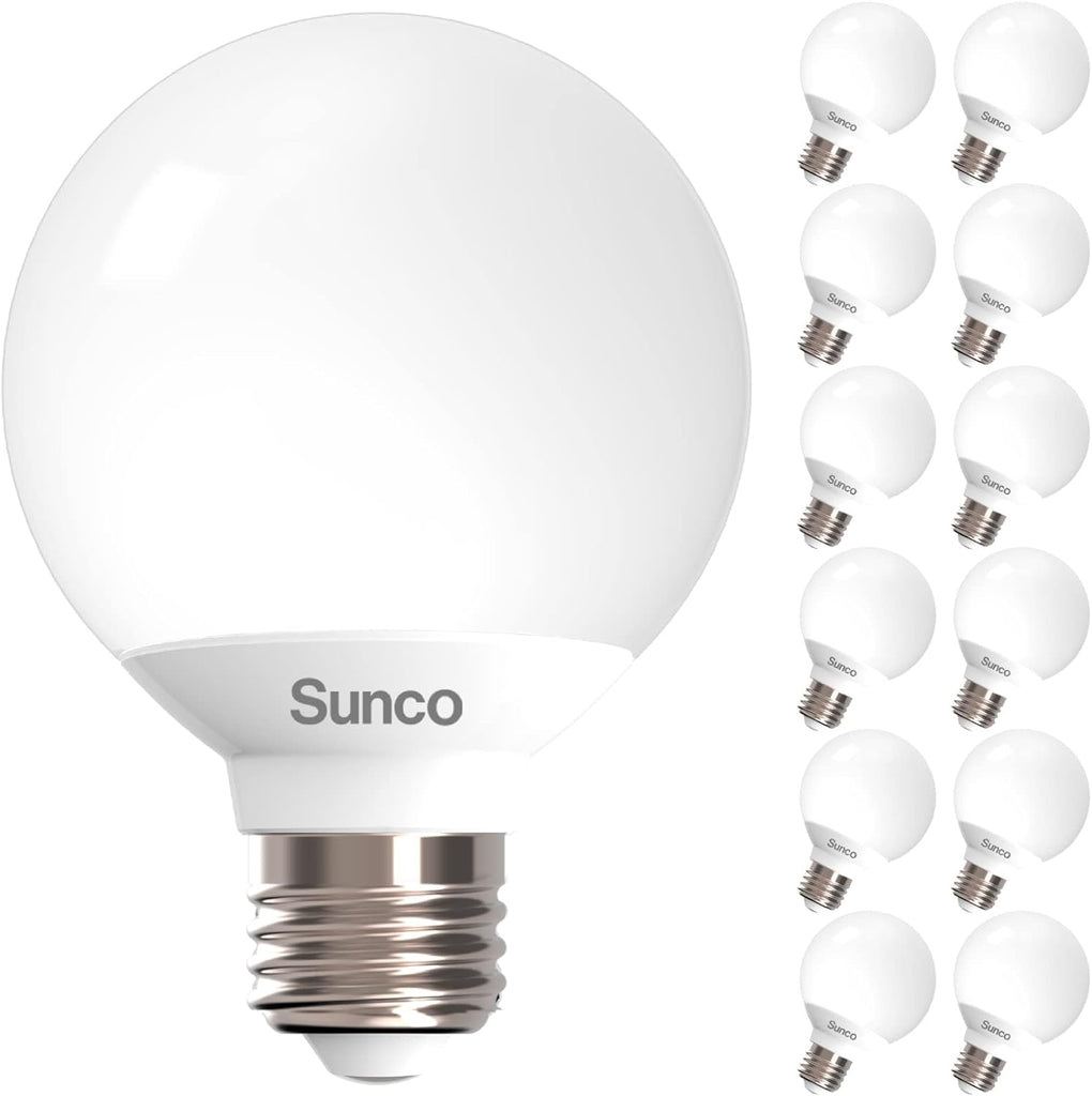 12 Pack Vanity Globe Light Bulbs G25 LED for Indoor Bathroom Mirror Living Area, CRI92 4000K Cool White, Dimmable 450
