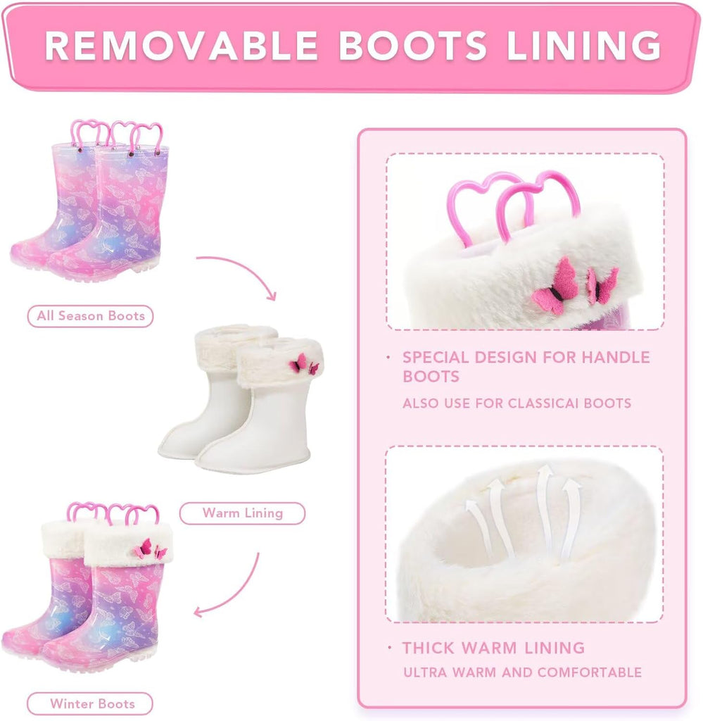 Toddler Rain Boots with Removable Sock Liner