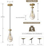 Raindrop Pendant Lights Kitchen Island Teardrop Gold Hanging Light Fixtures Clear Solid Glass Pendant Light Modern Chandeliers for Dining Room Porch Corridor Living Room A121-B0BN138WSY