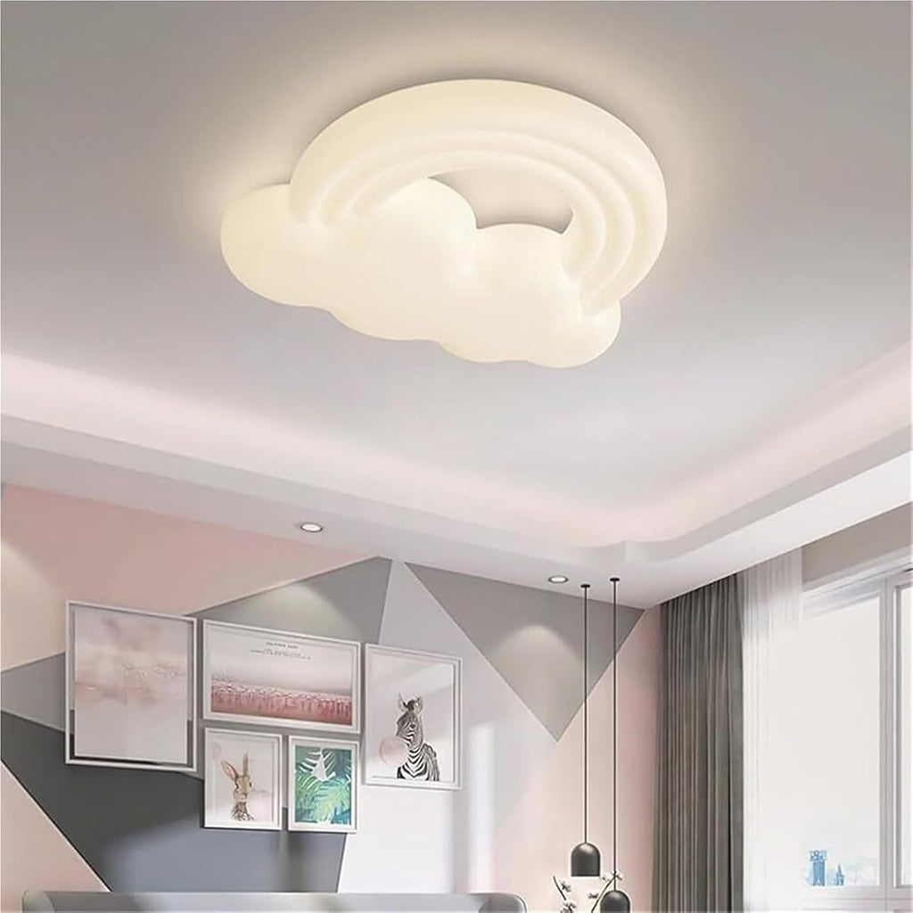 Nordic Modern Semi Flush Mount Ceiling Light - White Cloud Design for Kids' Rooms, Nursery & Kindergarten Stylish