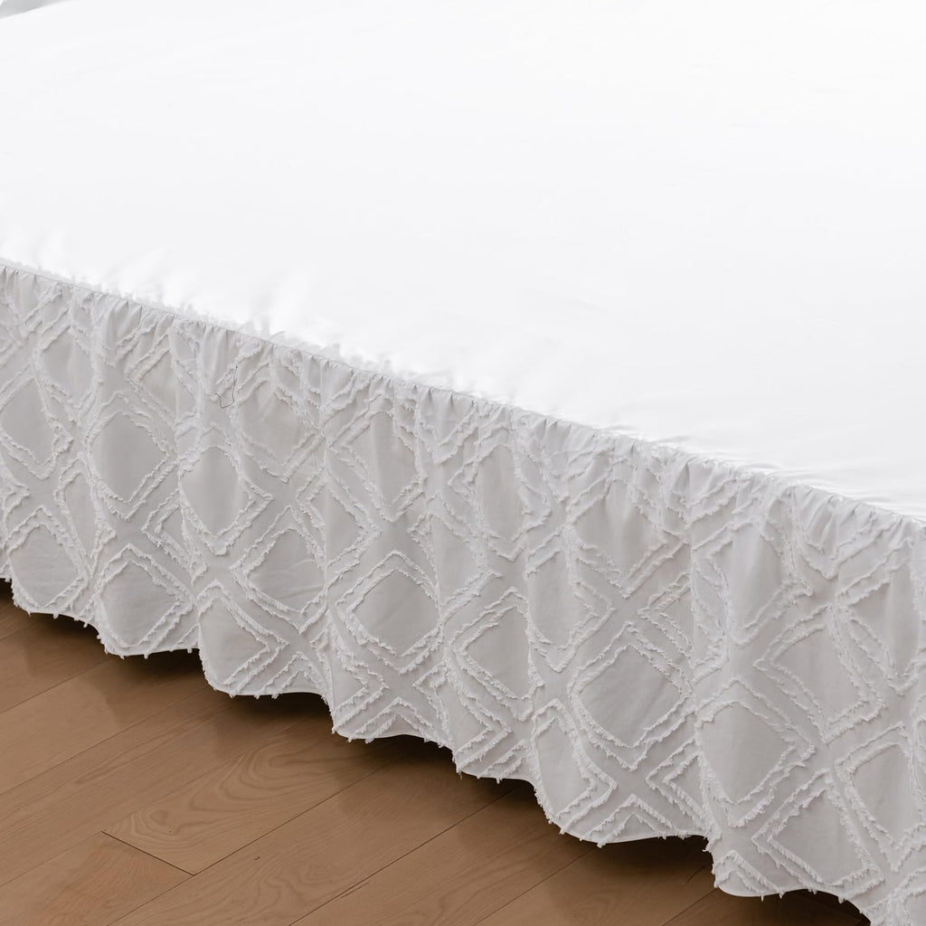 Tufted Bed Skirt Twin Size - Ruffled Bed Skirts with Split Corners