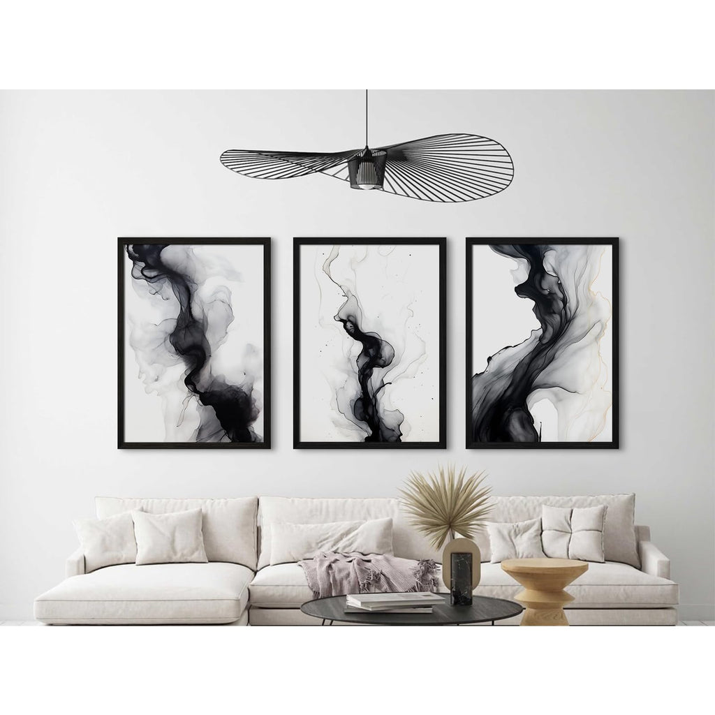 Black White Abstract Wall Art Decor Set of 3 Modern Wall Art Minimalist Canvas Wall Decor Black White Abstract Prints