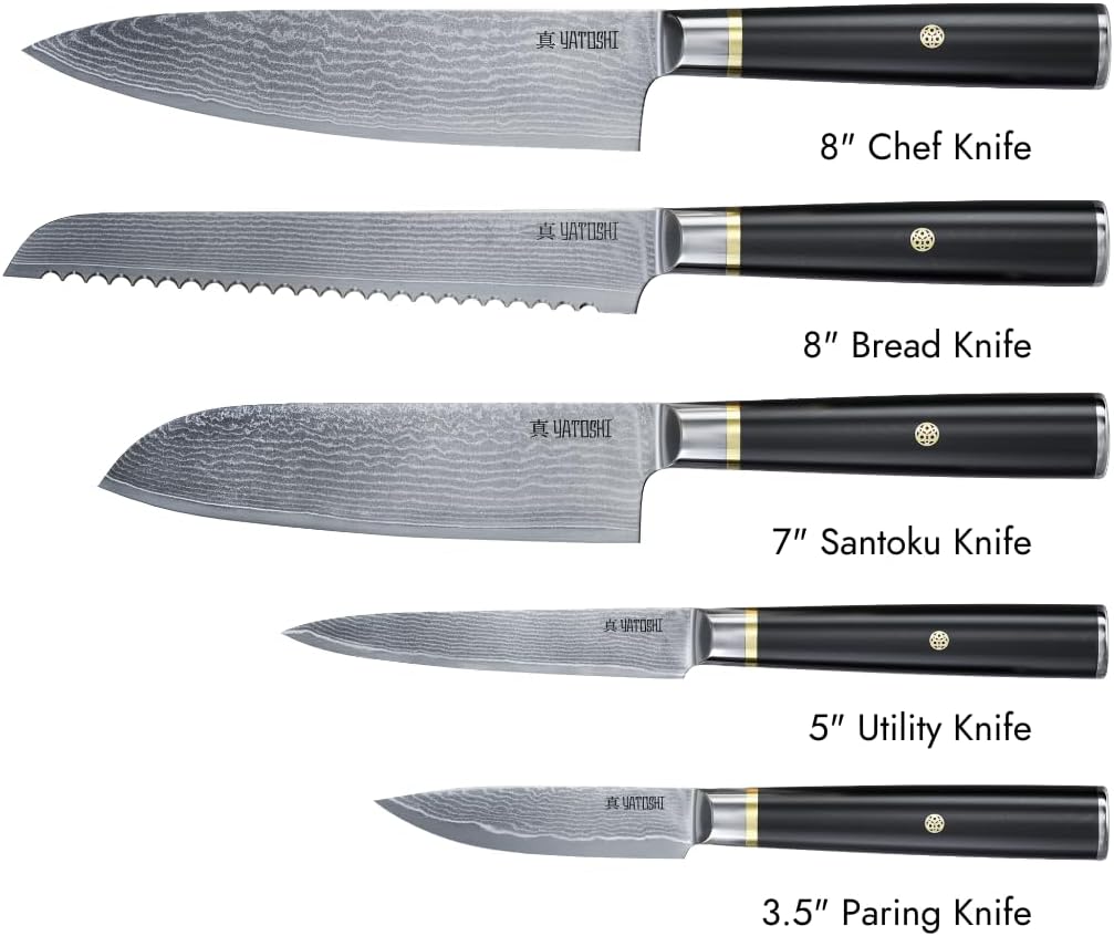 Magnetic Kitchen Knife Block Set - Japanese 67 Layer High-Grade VG-10 Steel Knives, Sharp, G10 Handle Professional