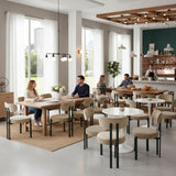 LukeAlon Chenille Dining Chairs Set of 2, Modern Curved Back Armless Kitchen Chairs with Black Metal Legs Upholstered Dining Room Chairs Reception Chairs for Living Room Office Restaurant, Khaki