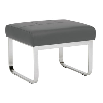 Allure Blended Leather Ottoman in Smoke Gray
