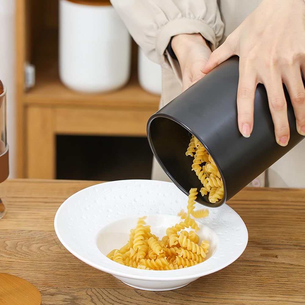 Ceramic Storage Jars, Modern Airtight Canisters with Wooden Lid (Z-three-piece suit in black)