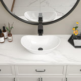 Bowl Sink For Bathrooms 17" x 11" Oval White Vessel Sink Modern Boat Shape Artistic Basin Bathroom Vessel Sinks Above