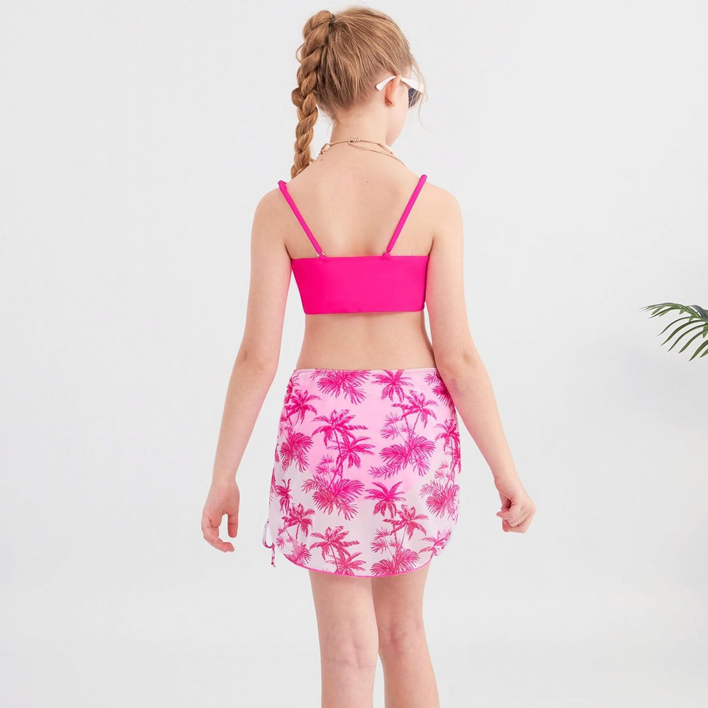 Girls Swimsuit with Skirt Twist Cross Teen Bikini Set Swim Bathing Suits