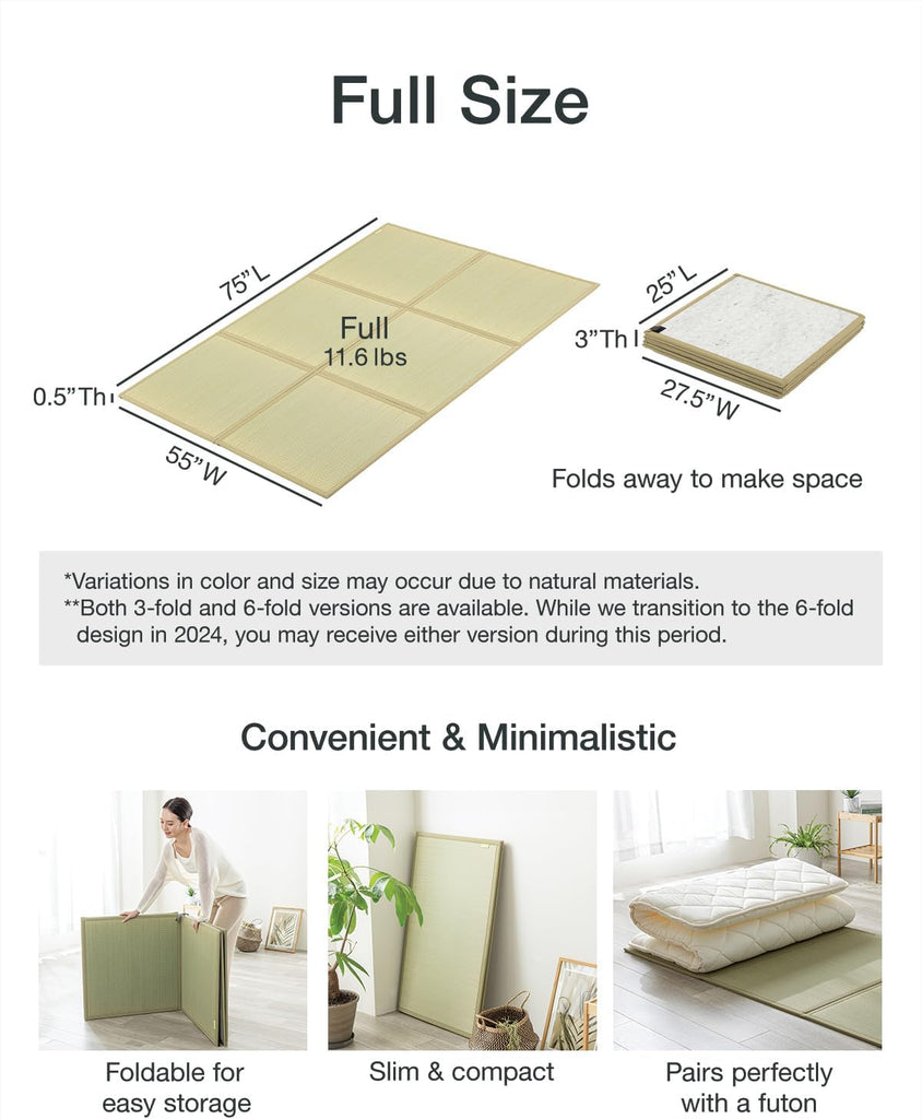 Tatami Mattress, Foldable Igusa Rush Grass, Natural