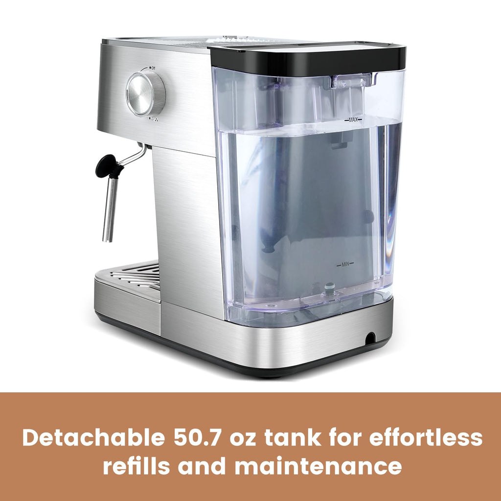 20 Bar Espresso Machine, Programmable Coffee Maker with Milk Frother