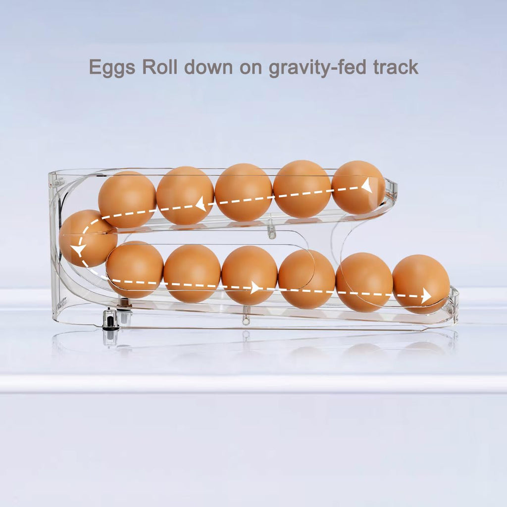 Egg Holder for Fridge, FIFO Egg Roller for Eggs 12 Count, Clear
