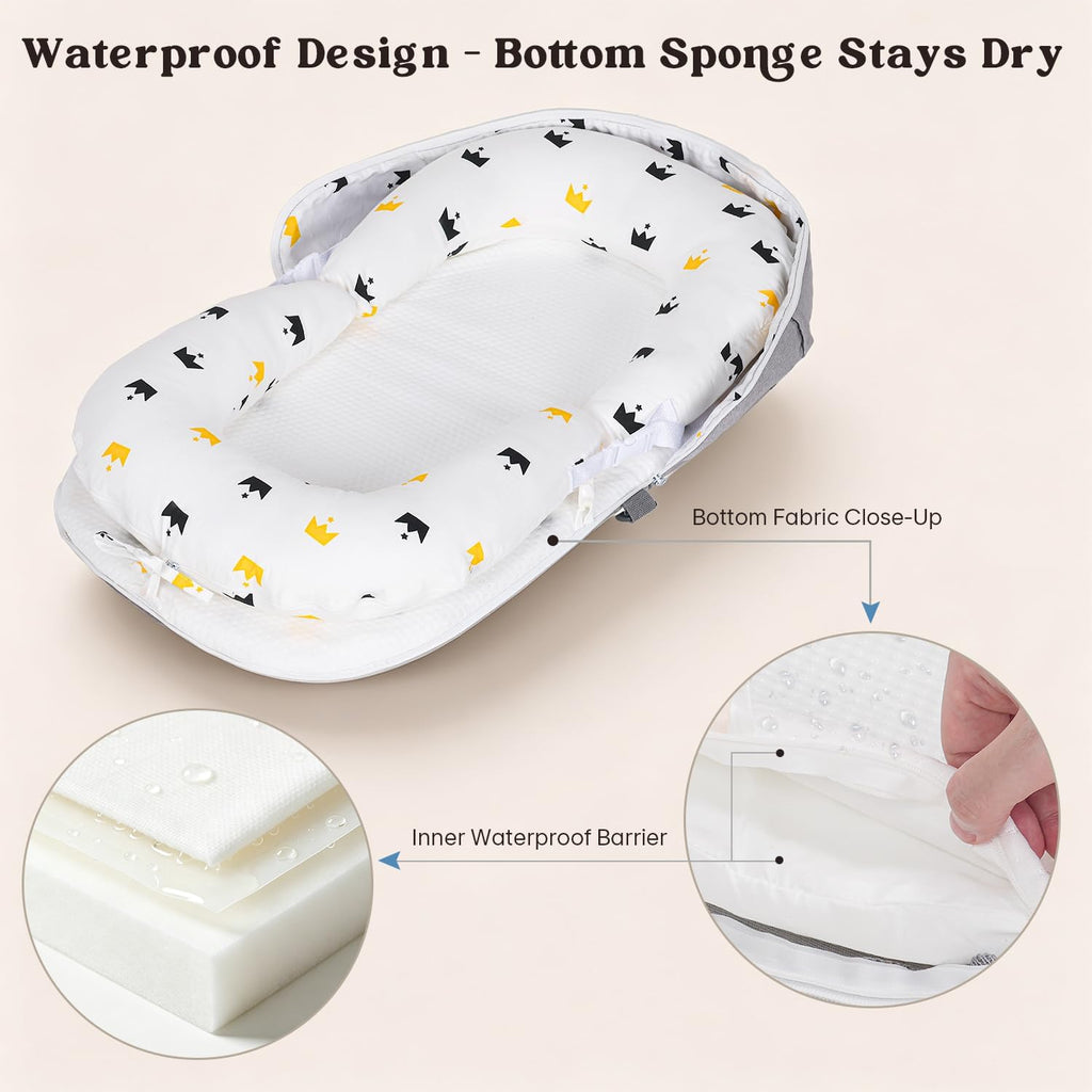 In-1 Baby Lounger for Newborns 0-24 Months, Portable & Foldable