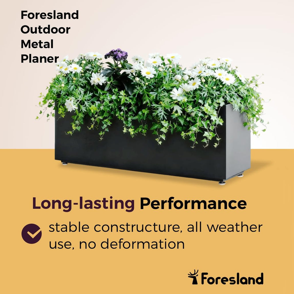 Outdoor Metal Planter Box 40Wx12Dx16H, Black