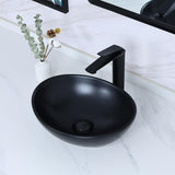 15.7" x 13" Matte Black Oval Vessel Sink with Pop Up Drain,Bathroom Sinks Above Counter,Bathroom Vessel