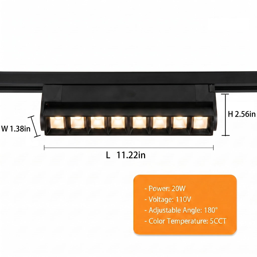 5 Color Linear H Track Lighting Heads Dimmable, Black 20W 4 Pack