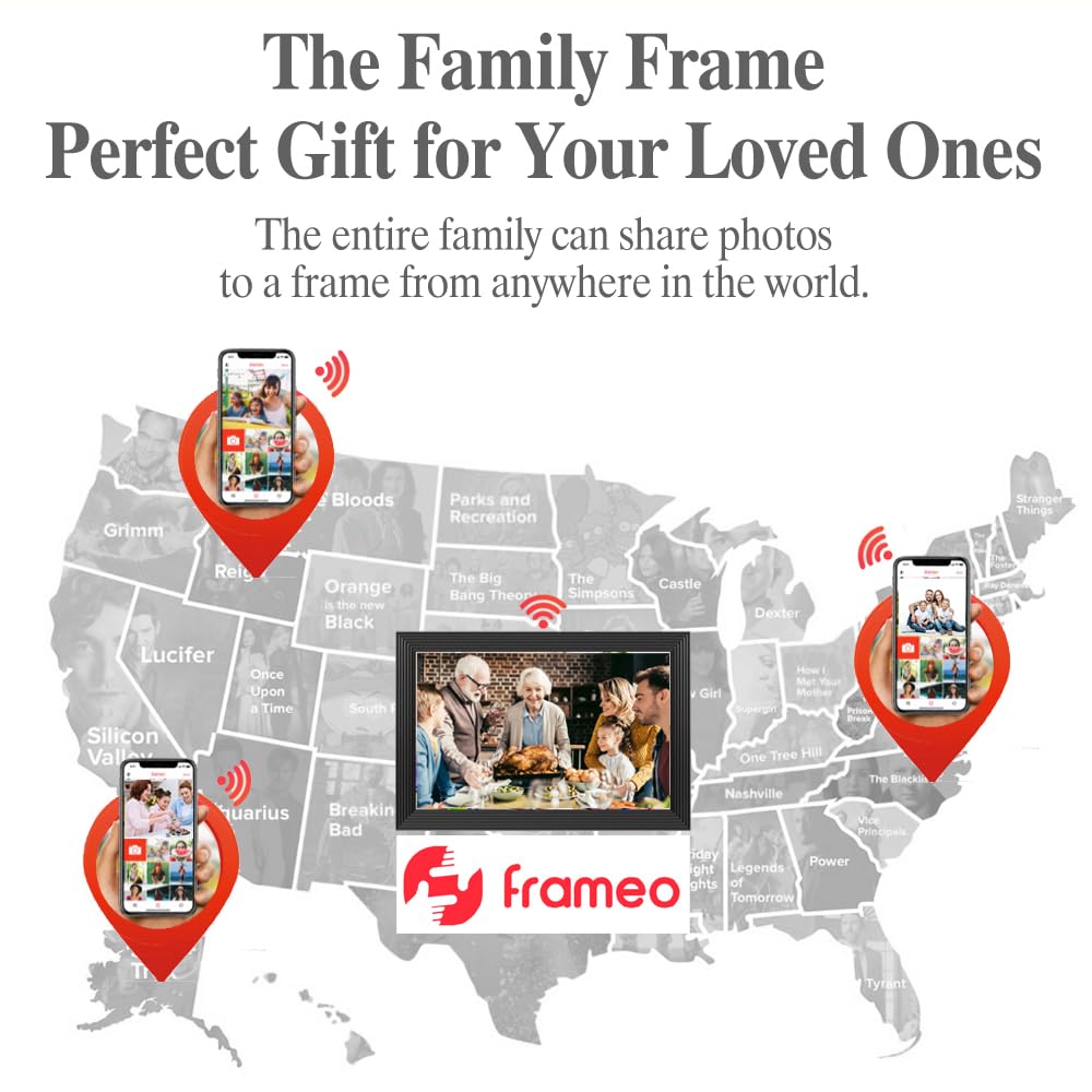 Digital Picture Frames Load from Phone, Frameo 10.1 inch Smart WiFi Digital Photo Frames You Can Send Pictures Videos