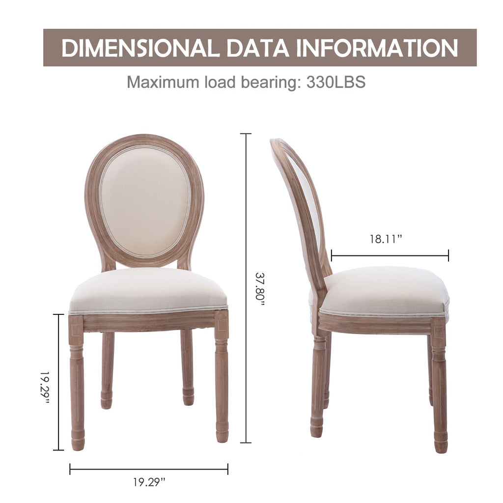 French Country Set of 6, Vintage Louis Chairs with Curved Backrest and Beautifully Carved Solid Wood Frame, Farmhouse