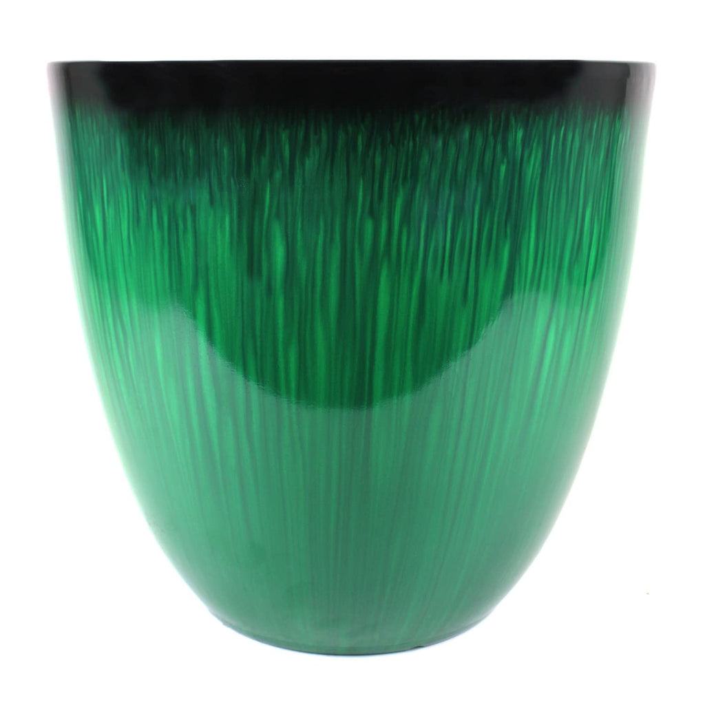 ) Large Egg Shaped Planter - Modern Indoor & Outdoor Decorative Flower Pot/Box (12 Inch, Green Flower)