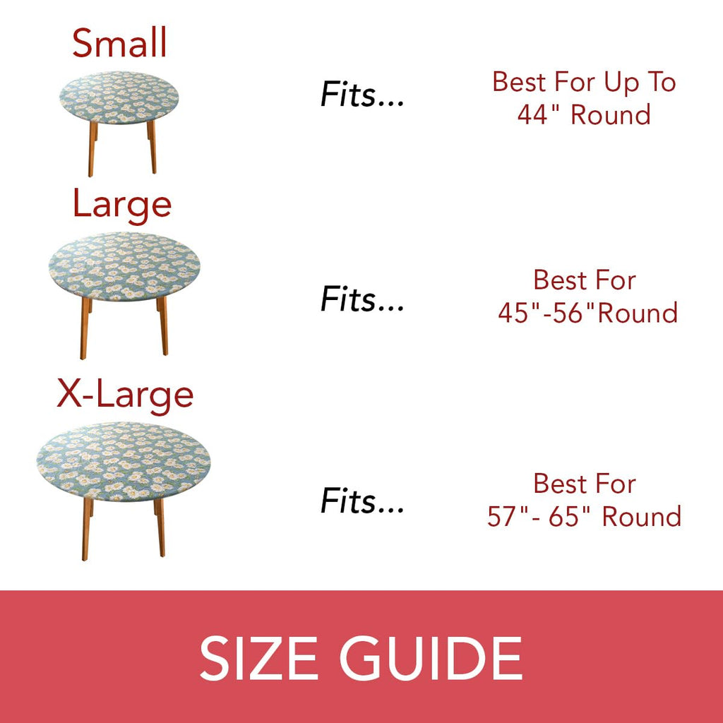 Round Tablecloth, Flannel Backed Fitted Vinyl, Elastic