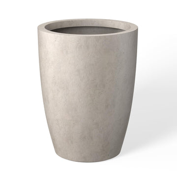Accent Round Tapered Weathered Concrete Planter 18.1" Tall, Outdoor