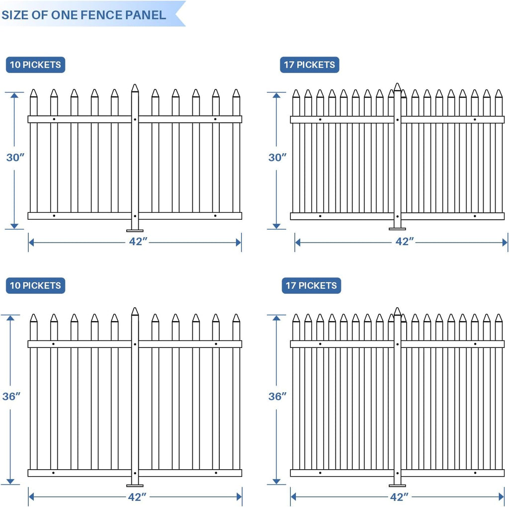 3 Sets 36" H x 84" W Vinyl White Picket Fence Panels Decorative Fencing for Front Porch Yard Garden Pool (34 Pickets