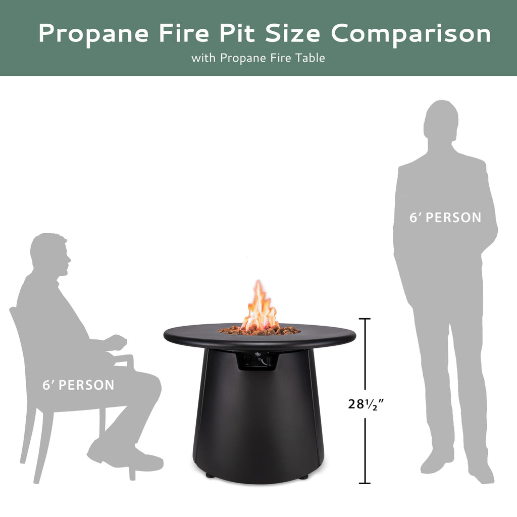 28.5-Inch Customizable Propane Fire Pit, 40, 000 BTU Outdoor Gas Fire Pit with Lava Rocks & Burner Cover - Modern