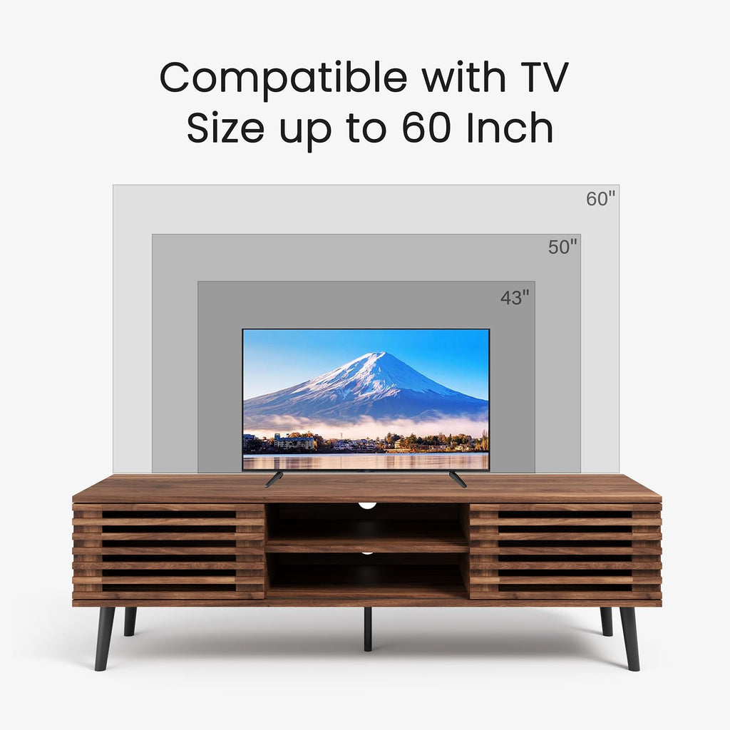 52" Mid Century Modern TV Stand for 50-60 inch TV - Walnut Brown
