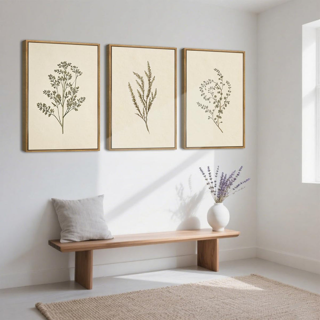 Neutral Beige Floral Canvas Wall Art Large Cream Botanical Wall Decor Vintage Minimalist Modern Paintings 16x24 Inch
