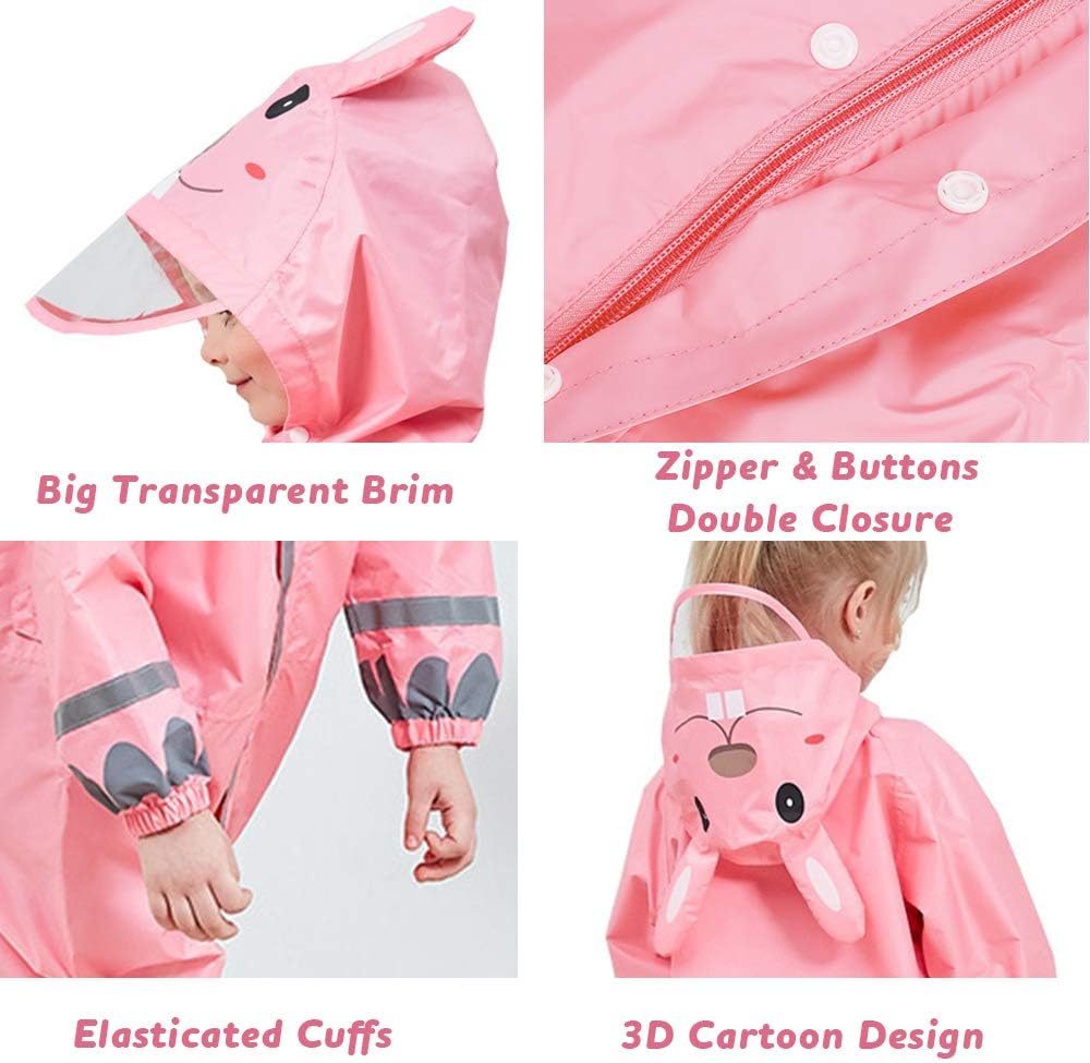 Toddler Rain Suit, Kids Muddy Play Buddies One Piece Hoodie Rain Jacket Coat Poncho Gear Coverall Baby Girl Boy