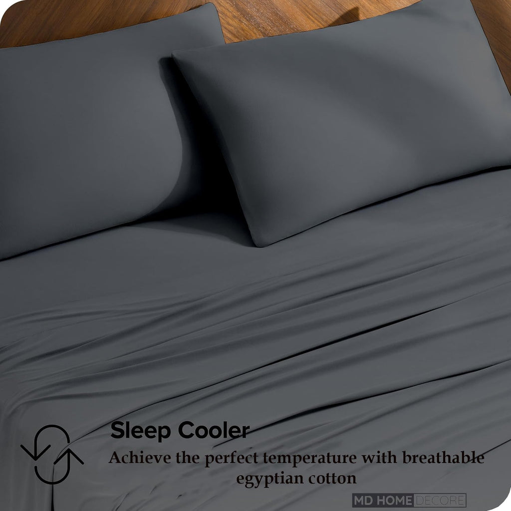 Extra Deep Pocket Sheets (4-Piece) 100% Egyptian Cotton 400 Thread Count Bed Sheet Set 22 inch Deep Pocket of Fitted