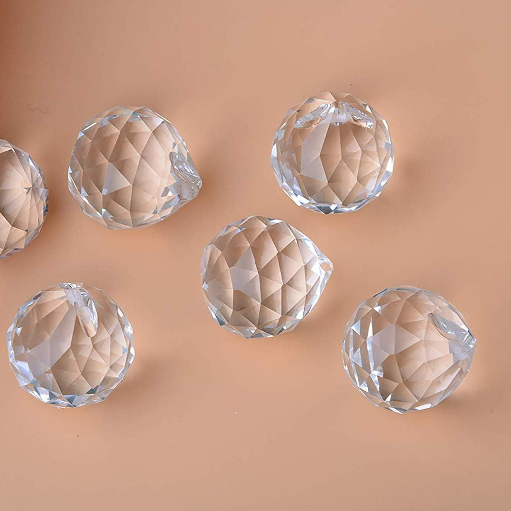 20mm Clear Feng Shui Crystal Ball Prisms Pendant Suncatcher Hanging Faceted Prism Balls, Pack of 20