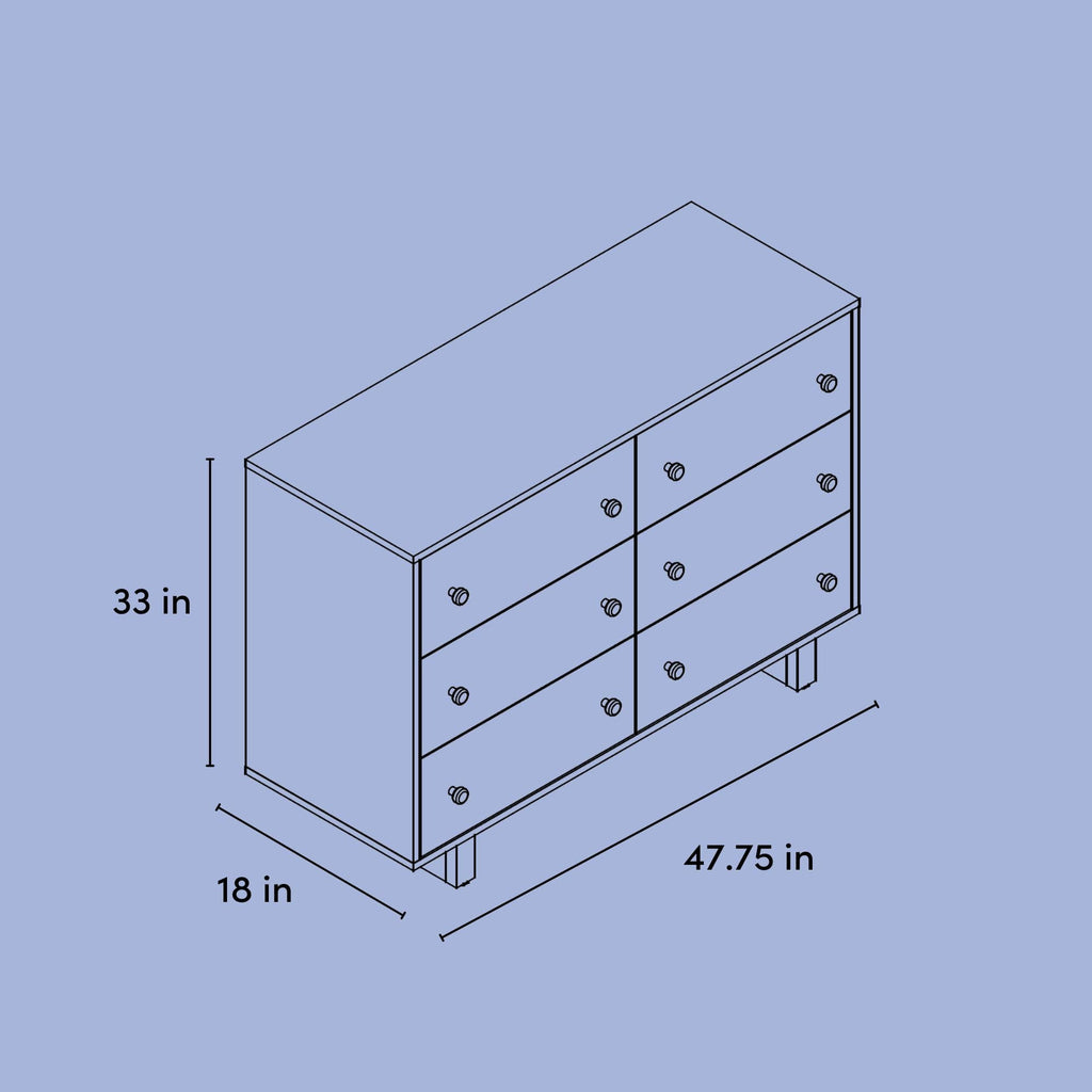 Texas 6 Drawer Dresser, Driftwood