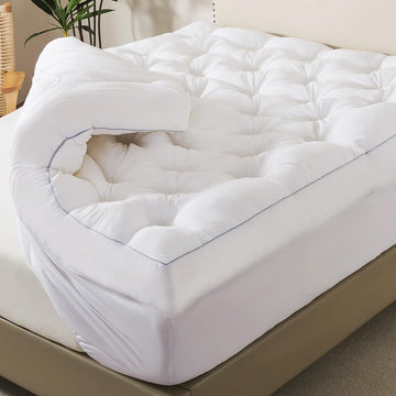 5 Inch Memory Foam Mattress Topper (Queen, 60x80),Deep Pocket | 2000GSM Fluffy Shredded Memory Foam Filled, Extra