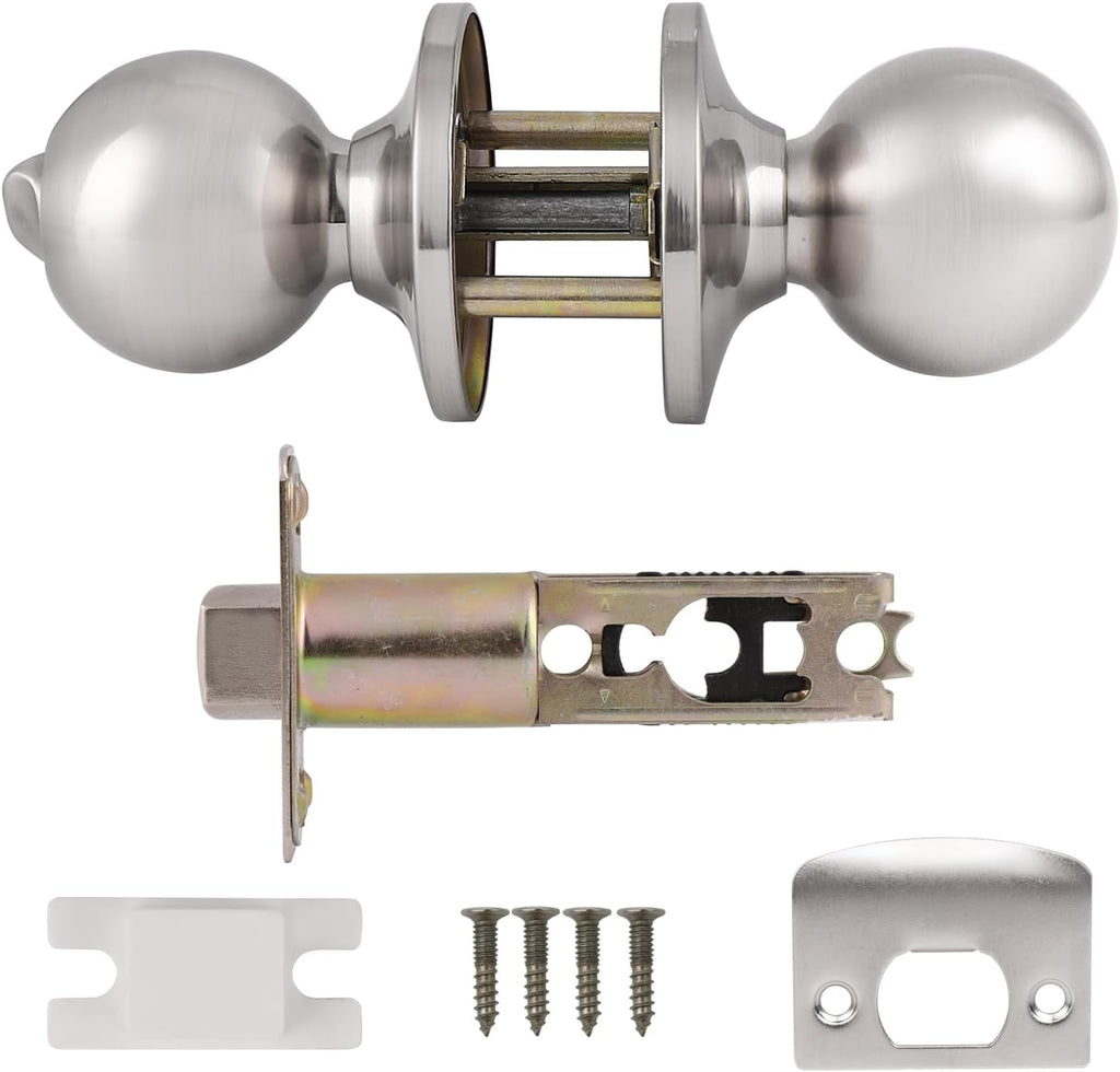Brushed Nickel Door Knob Without Key Privacy Door Knob Bedroom/Bathroom Door Knobs Interior Keyless Door Knobs 6 Pack