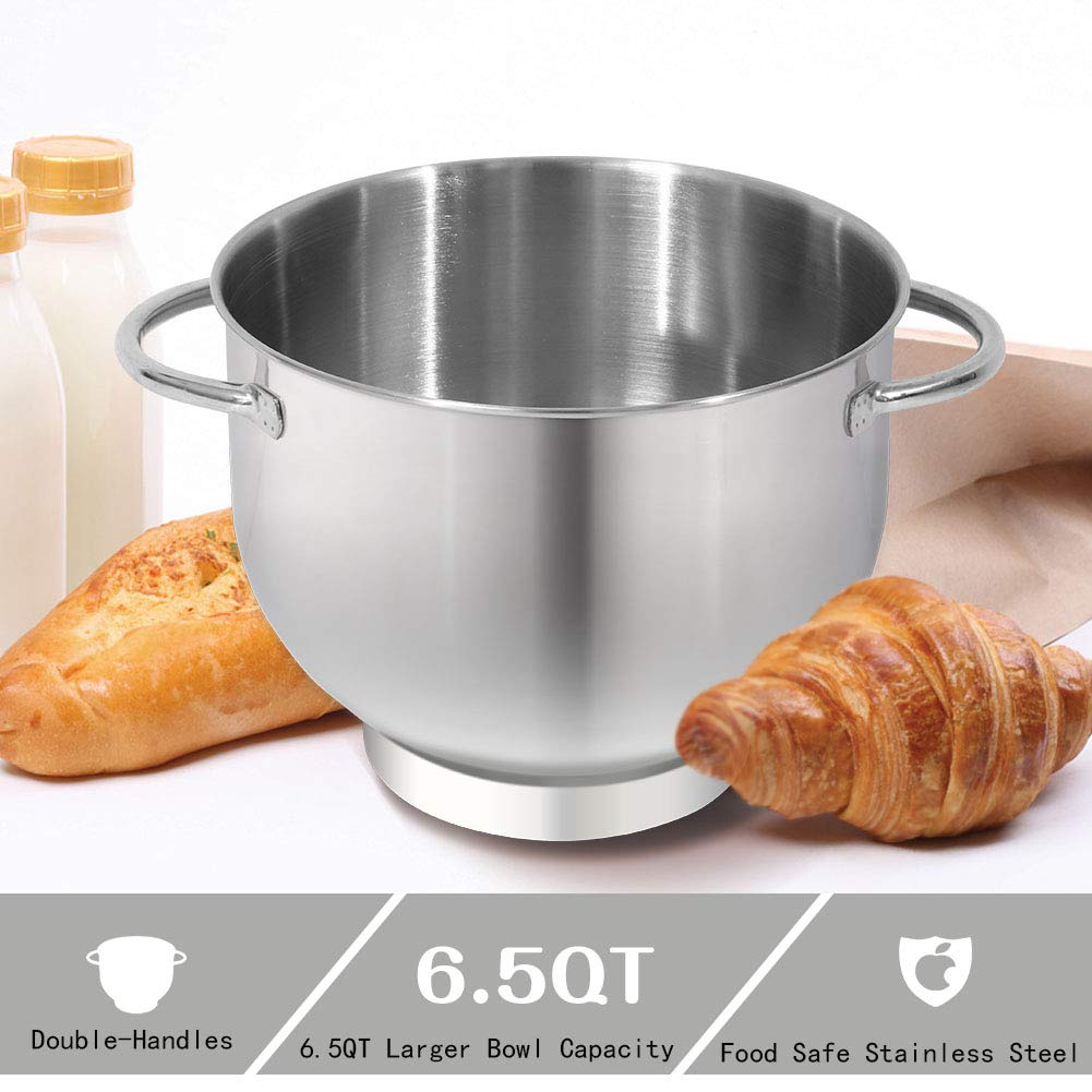 Stand Mixer,6.5-QT 660W 6-Speed Tilt-Head Food Mixer, Kitchen Electric Mixer with Dough Hook, Wire Whip & Beater