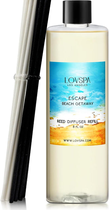 Escape Beach Getaway Diffuser Oil - Essential Oils for Diffuser Refill & Air Freshener Room Spray - Long-Lasting & - Set of 8