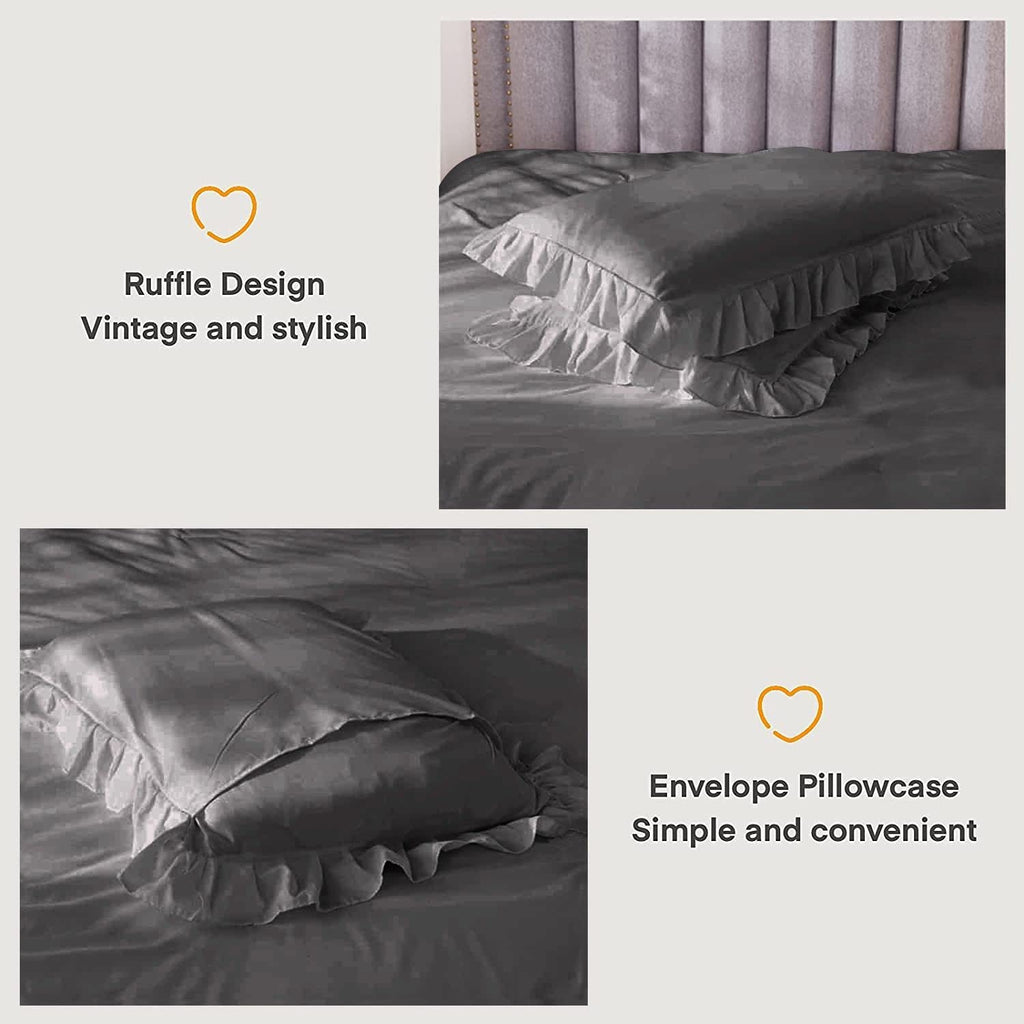 1 Piece Luxury Vintage Ruffle Comforter Premium Super Soft 550 GSM All Season | 1000 Thread Count | 100% Egyptian