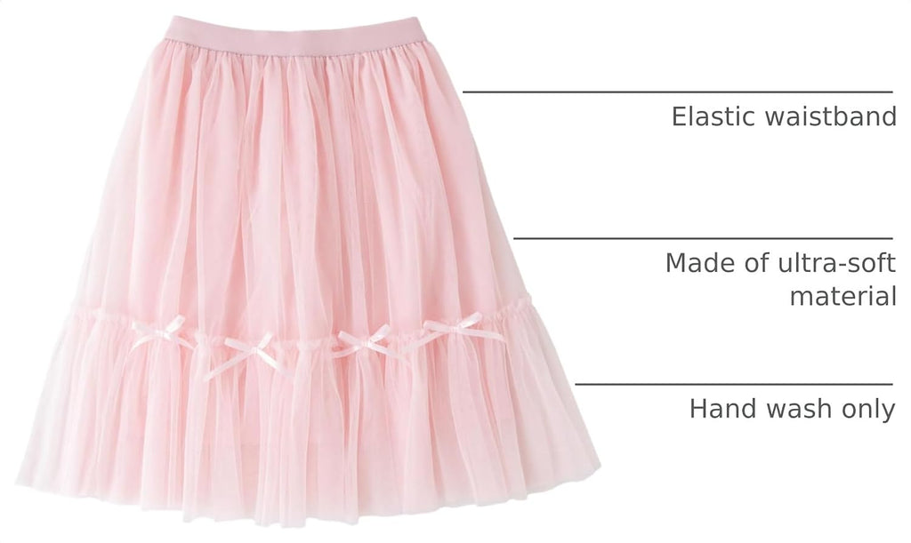 Girls High Waist Tulle Skirts A-line Mesh Skirt Midi Tutu Skirts Dress for Toddler Girl
