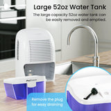 Electric Mini Dehumidifier, 2200 Cubic Feet (250 sq ft), Compact and Portable for High Humidity in Home, Kitchen